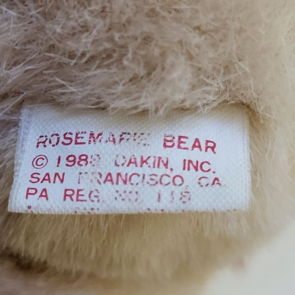 Vtg 1988 Dakin Limited Edition Rosemary Bear Plush W/ Floral Straw Hat & Ribbon - Picture 5 of 10